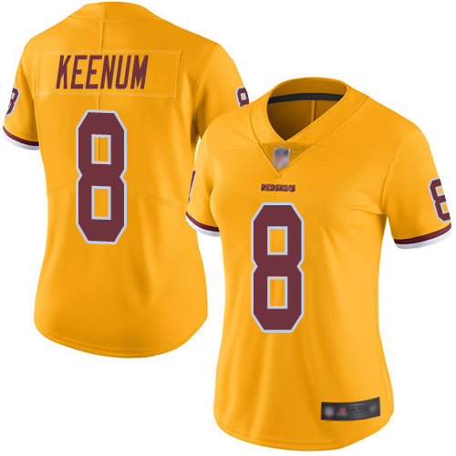 Washington Redskins Limited Gold Women Case Keenum Jersey NFL Football 8 Rush Vapor Untouchable